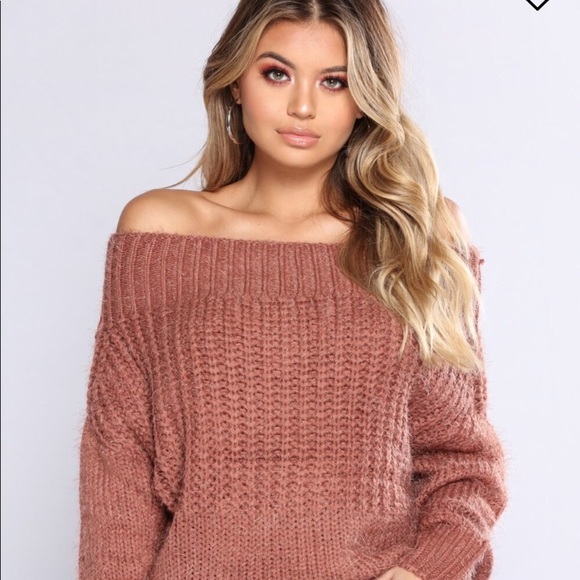 Fashion Nova Sweaters - Red Bean Off-the-Shoulder Sweater